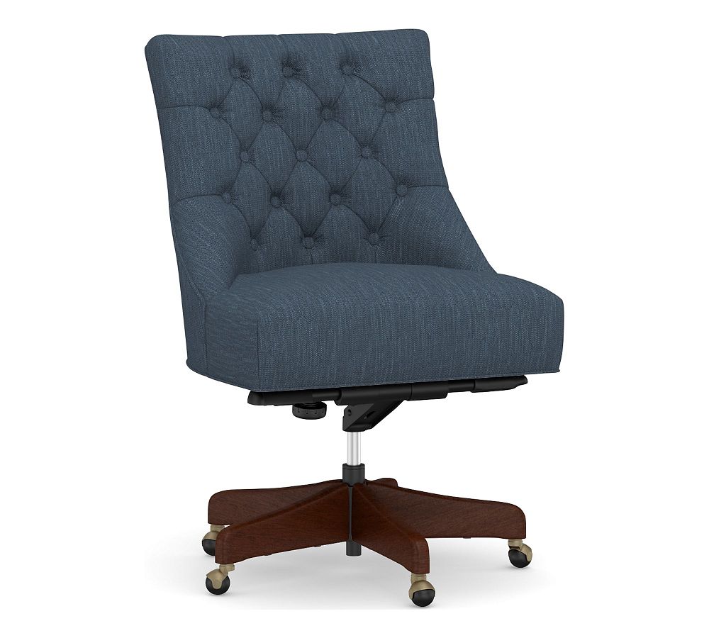 OPEN BOX Hayes Upholstered Tufted Swivel Desk Chair Rustic Brown