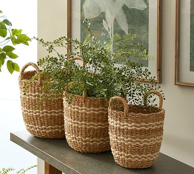 Woven Wood Small Round Basket - Hudson Grace