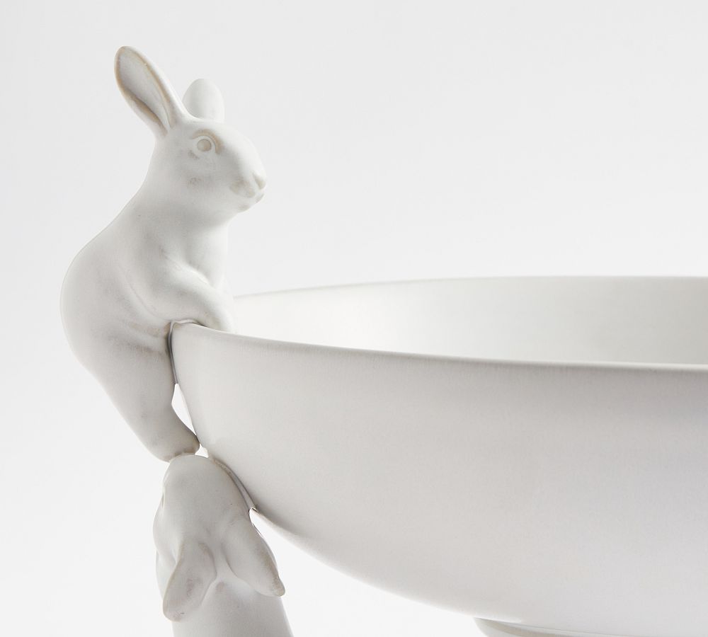 Rustic Bunny Stoneware Serving Bowl