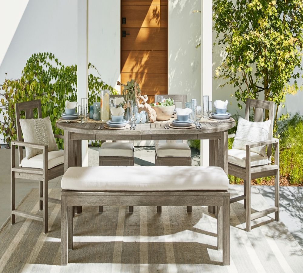 Indio Eucalyptus Round Extending Outdoor Dining Table