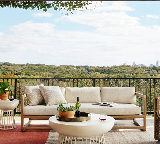 Solvang Teak Outdoor Sofa Pottery Barn