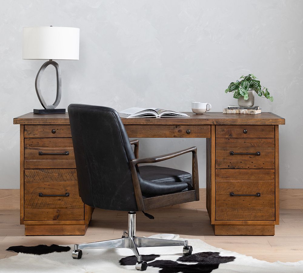 Rustic Reclaimed Wood Executive Desk | Pottery Barn