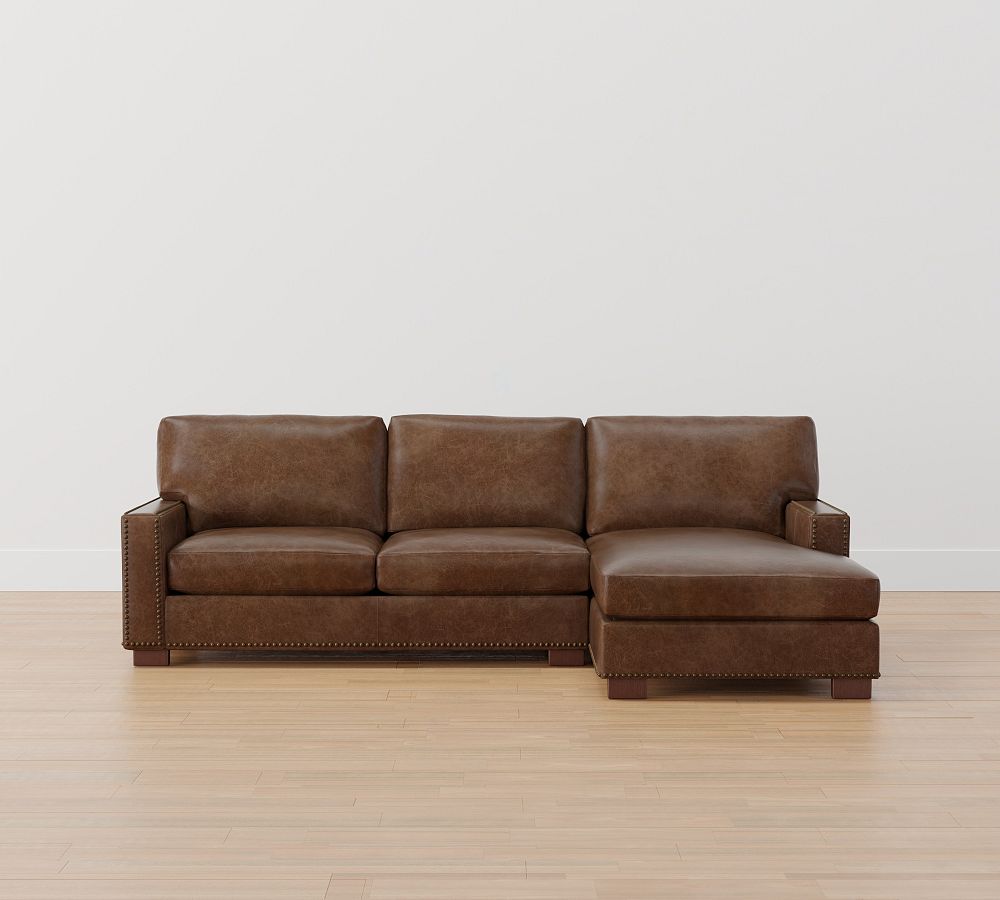 Turner Square Arm Leather Sofa Chaise Sectional Pottery Barn