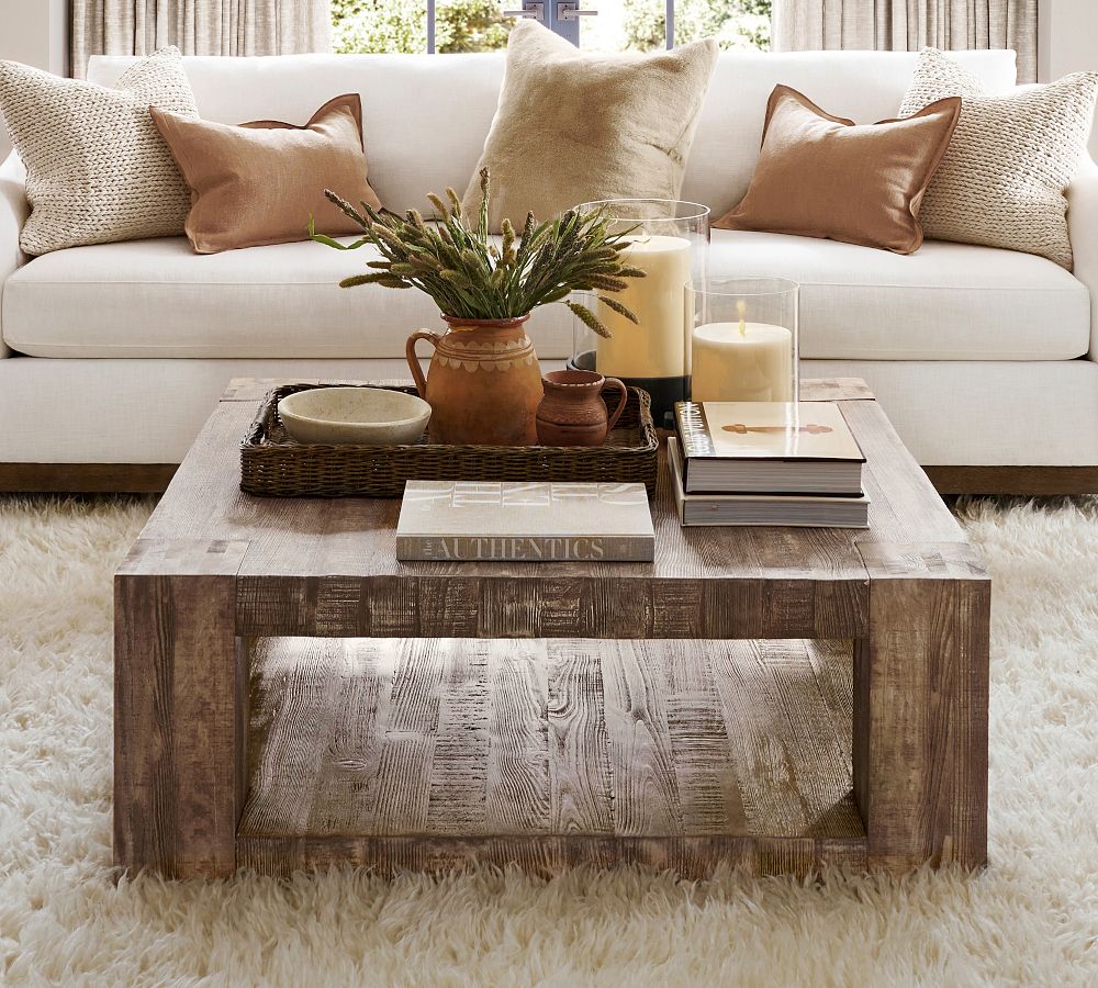 Palisades Square Reclaimed Wood Coffee Table | Pottery Barn