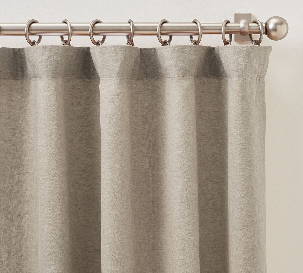 Custom Belgian Flax Linen Blackout Curtain - Flax | Pottery Barn