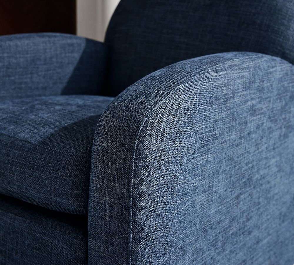 Farmhouse Upholstered Swivel Armchair | Pottery Barn