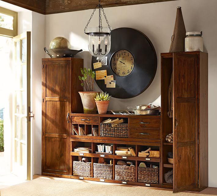 Wood Cabinet with Seagrass Drawers Brown - Olivia & May