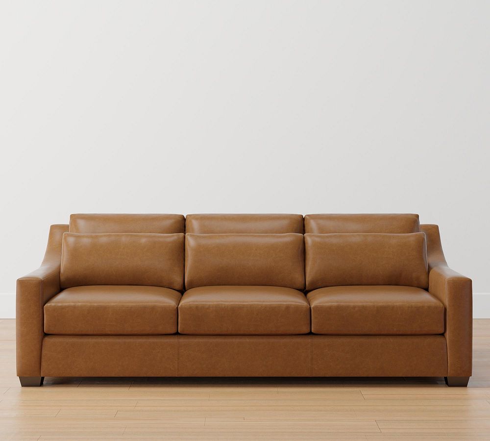 York Deep Slope Arm Leather Sofa (60&quot;&ndash;95&quot;)