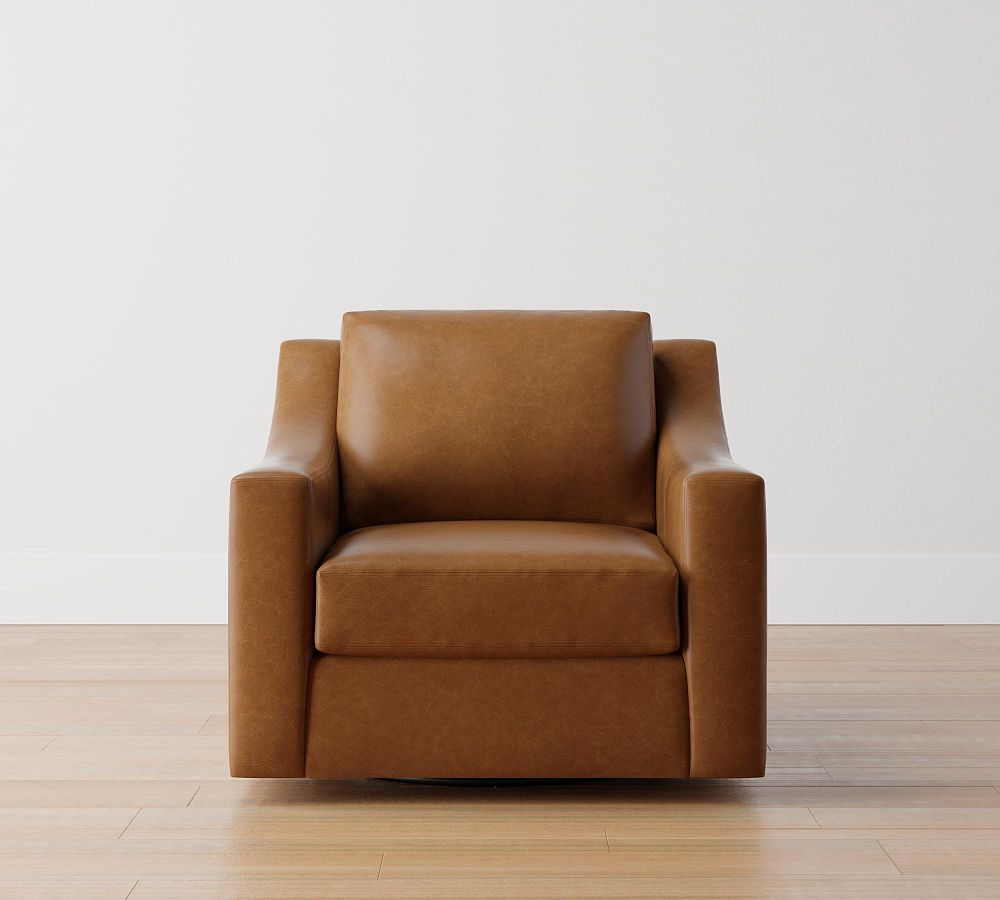 York Slope Arm Leather Swivel Chair