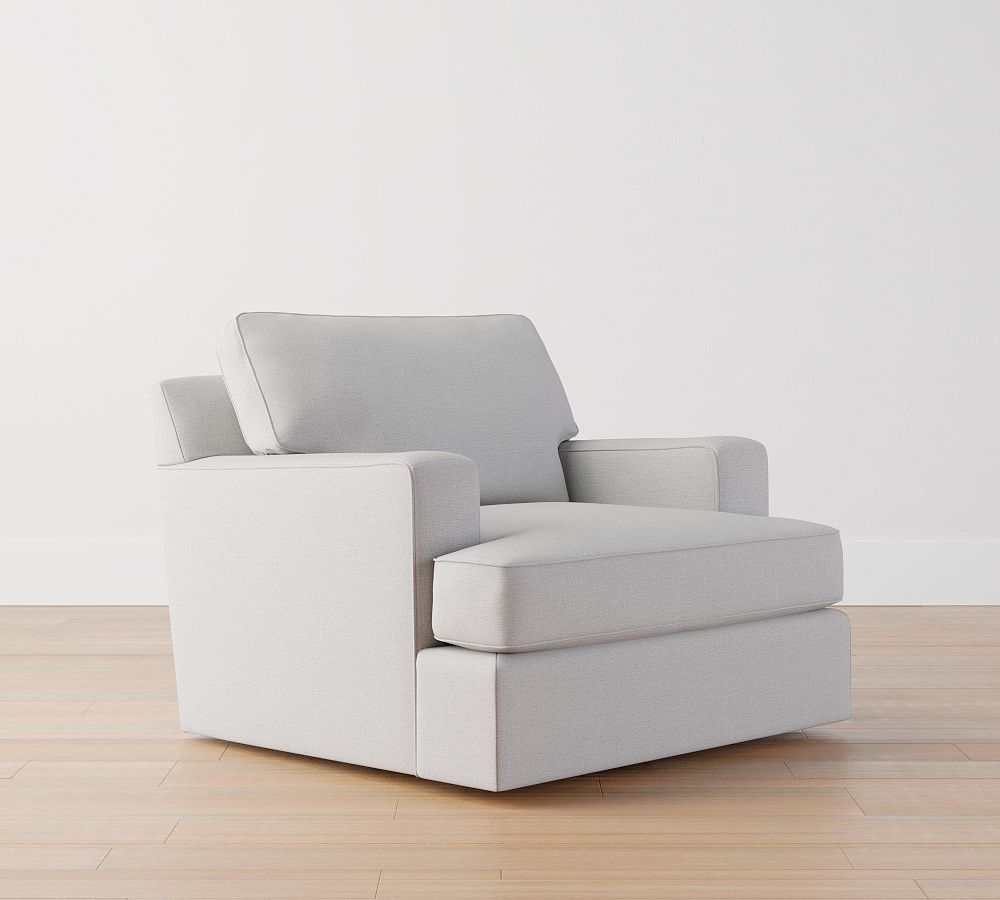 Townsend Square Arm Upholstered Swivel Armchair Pottery Barn