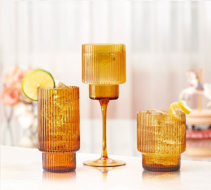 Carmelo Amber Recycled Bar Glasses Set of 2 by World Market