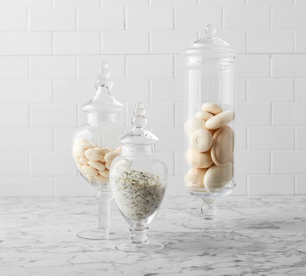 Glass Canister Set for Kitchen & Bathroom, Apothecary Food Storage