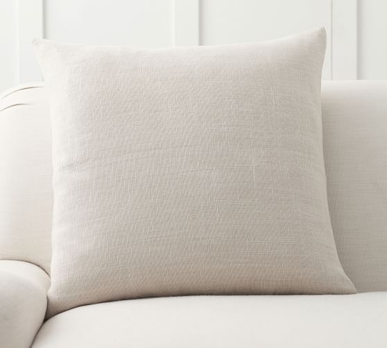 One Cream Belgian Linen Zippered Pillow cover / 12x18 Pillow cover