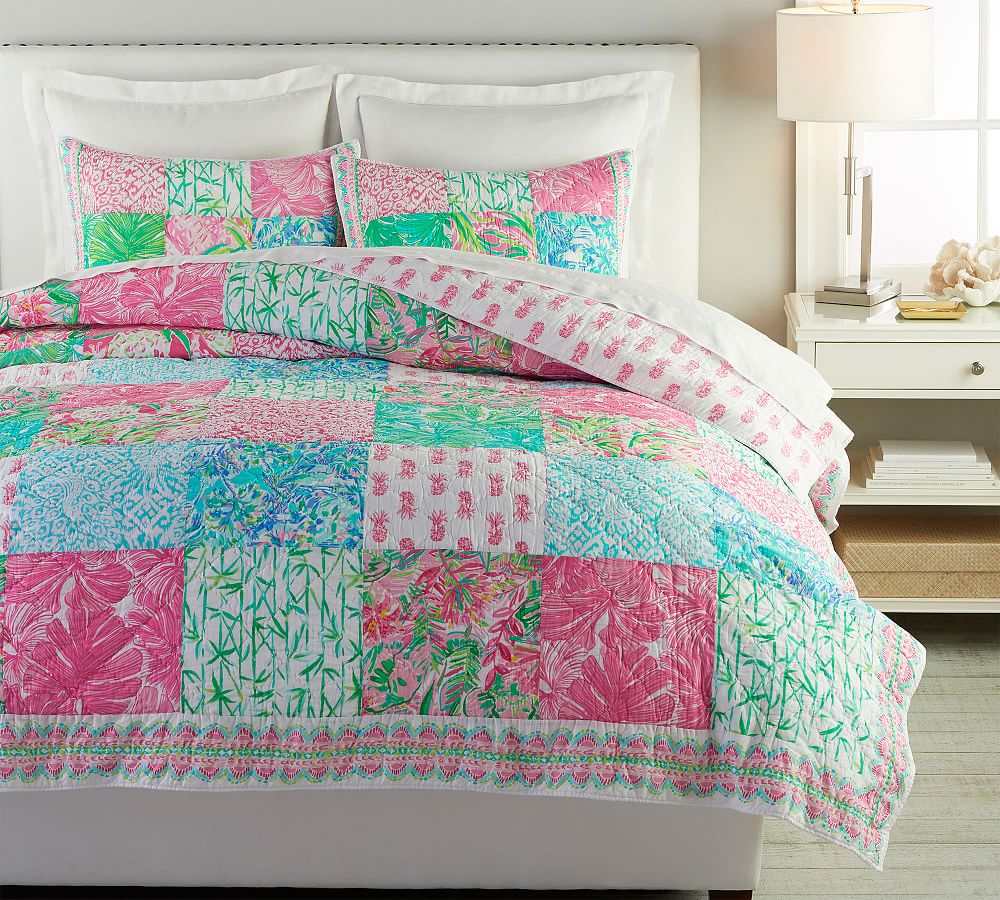 Lilly Pulitzer Pineapple Party Patchwork Cotton Quilt &amp; Shams