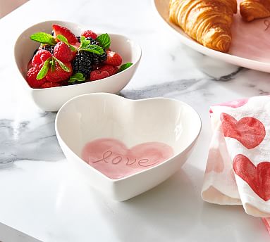 Watercolor Heart Shaped Stoneware Snack Bowl