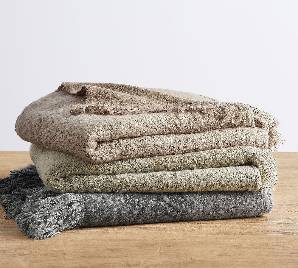 Heathered Boucle Throw Blanket Pottery Barn