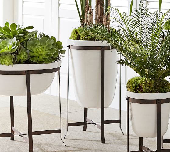 Amir Outdoor Planters With Stand Tall Pot | Pottery Barn