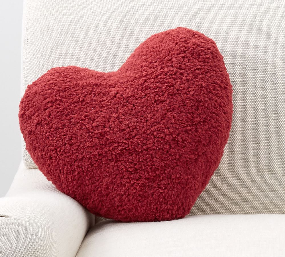 Red Heart Shaped Sherpa Pillow
