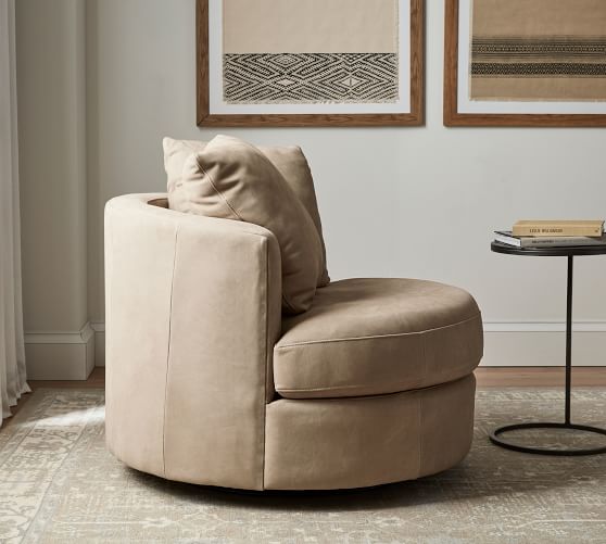 Balboa Leather Swivel Armchair | Pottery Barn