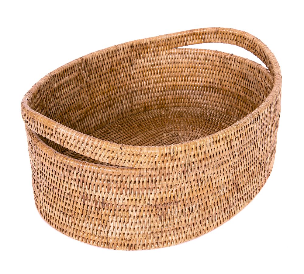 Tava Handwoven Rattan Oval Wastebasket with Metal Liner