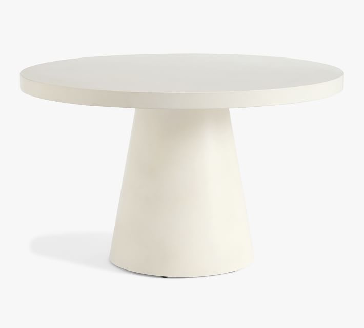 White concrete deals round dining table