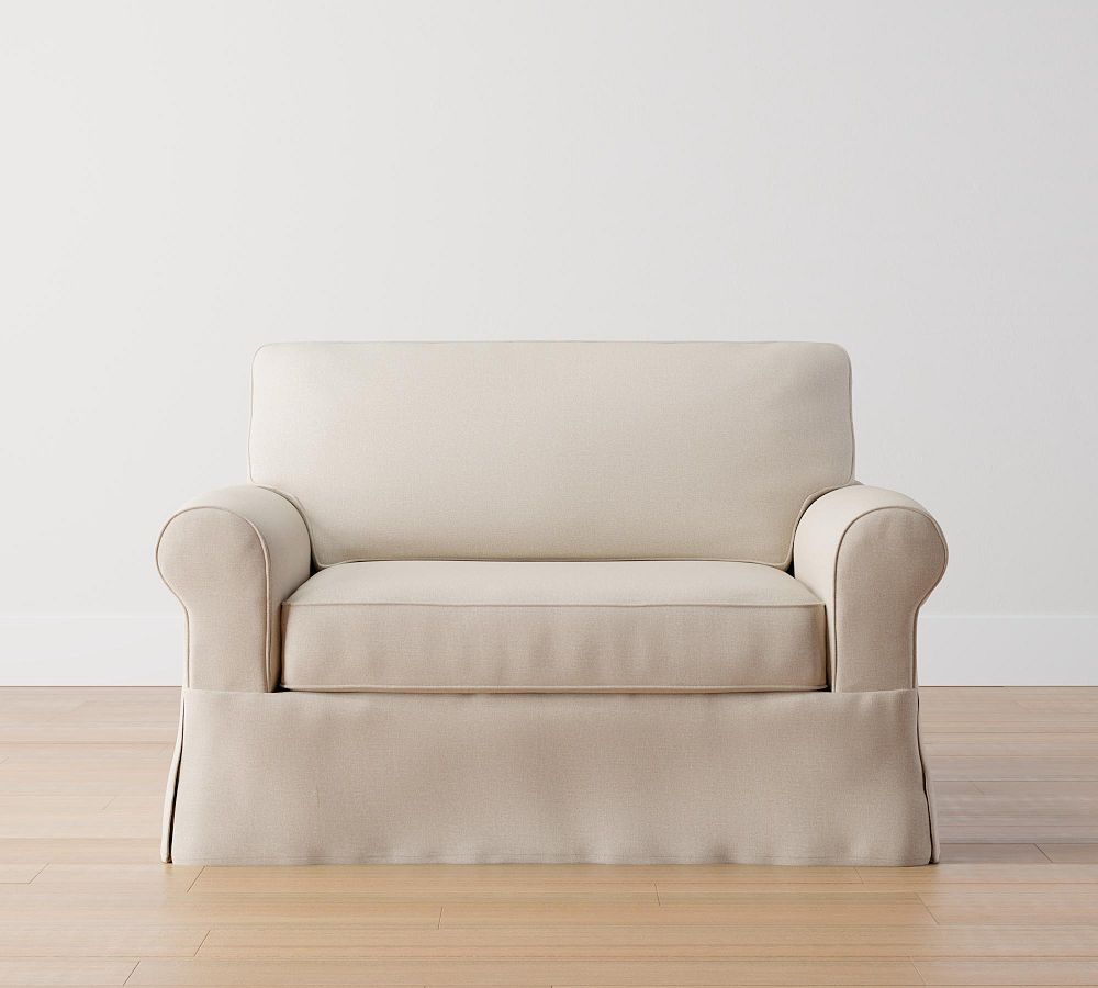 Buchanan Roll Arm Slipcovered Twin Sleeper Sofa with Memory Foam Mattress