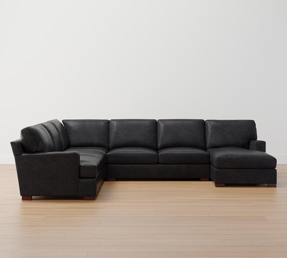 Townsend Square Arm Leather 4-Piece Chaise Sectional (113&quot;)