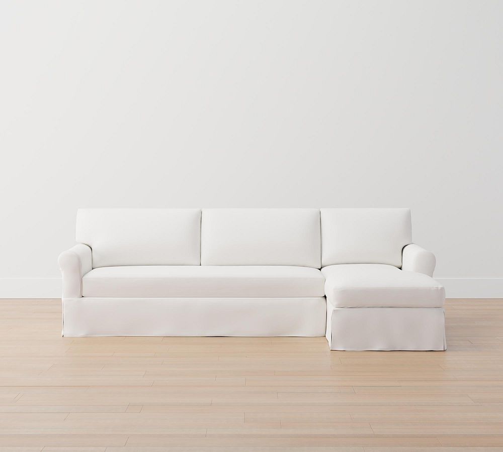 York Roll Arm Slipcovered Chaise Sectional