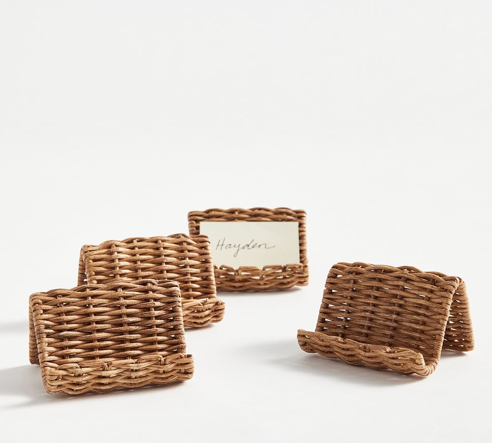 Handwoven Wicker Place Card Holders - Set of 4