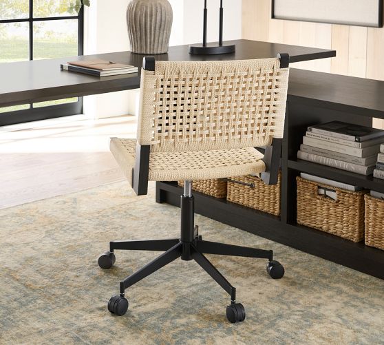 Fenton Woven Swivel Desk Chair | Pottery Barn