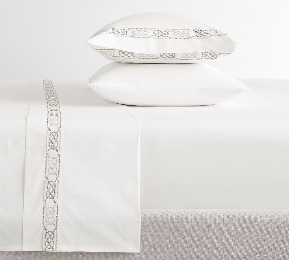 Rope Embroidered Organic Percale Sheet Set