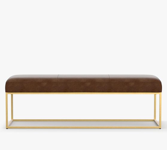 Millie Leather Rectangular Bench Pottery Barn