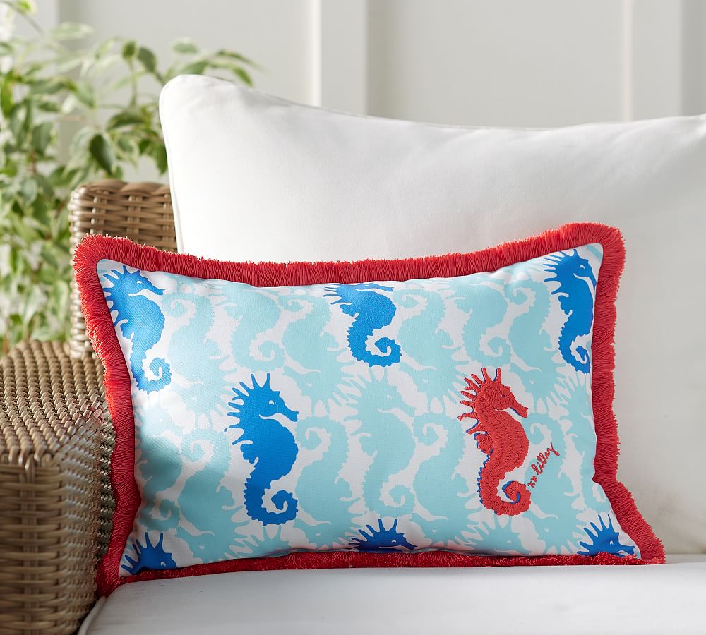 Lilly Pulitzer Hold Your Horses Fringe Trim Outdoor Pillow