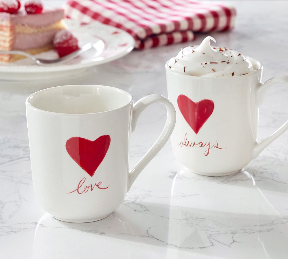 Painted Hearts Mugs - Set of 2