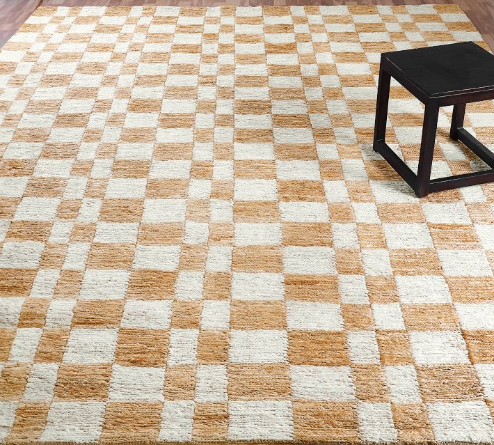 Jute/Cotton Check Handloom Rug - White – Planks Canada