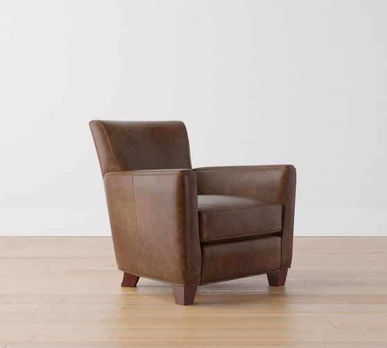 Irving Square Arm Leather Power Recliner Pottery Barn