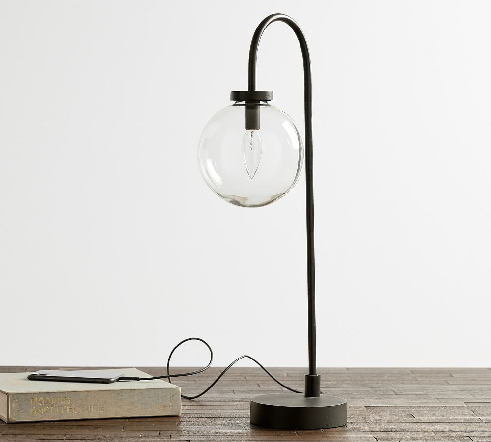 Glass globe store table lamp