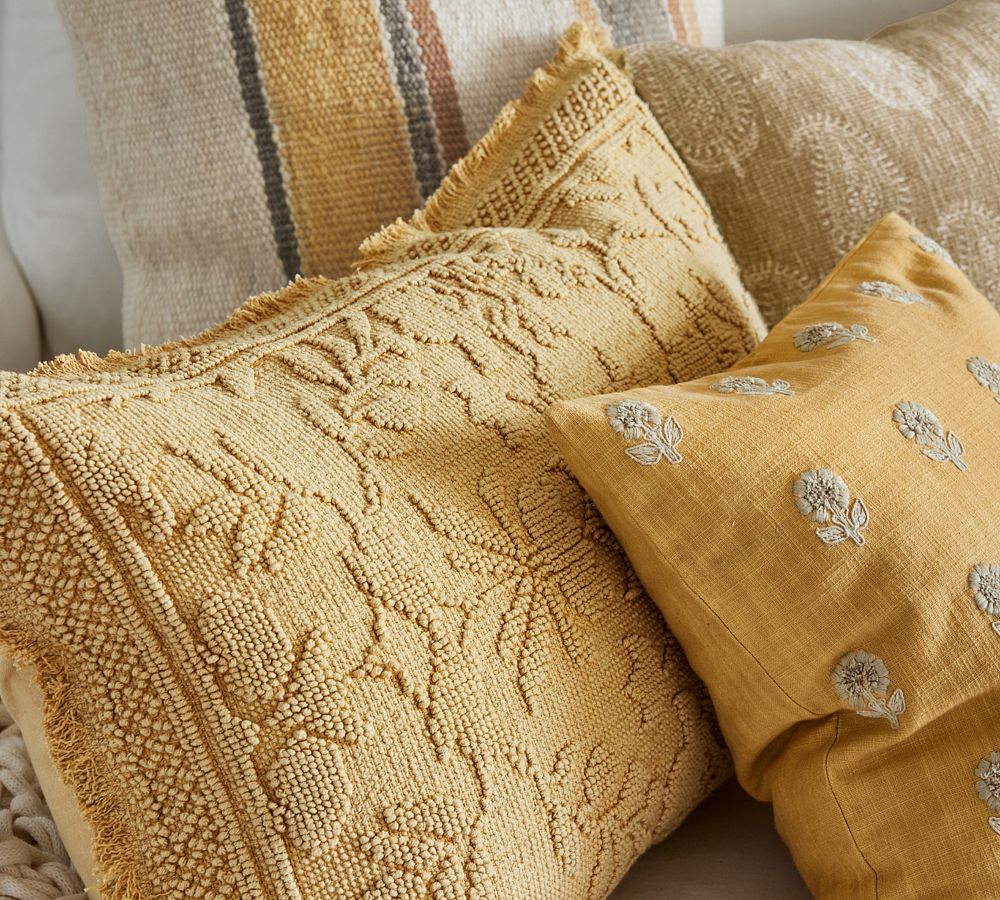 Yellow fringe sale pillow