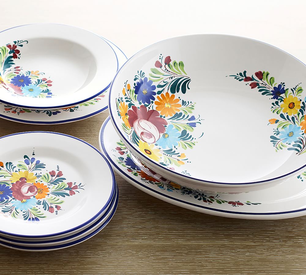 Nova Deruta Floral Ceramic Salad Plates - Set of 4