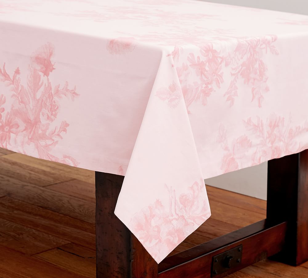 Monique Lhuillier Rose Bouquet Jacquard Tablecloth | Pottery Barn