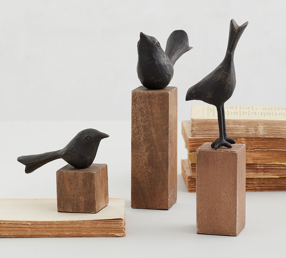 Decorative Birds on Wooden Stand