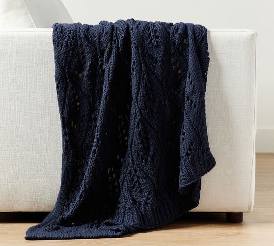 Pointelle Knit Throw Blanket Pottery Barn