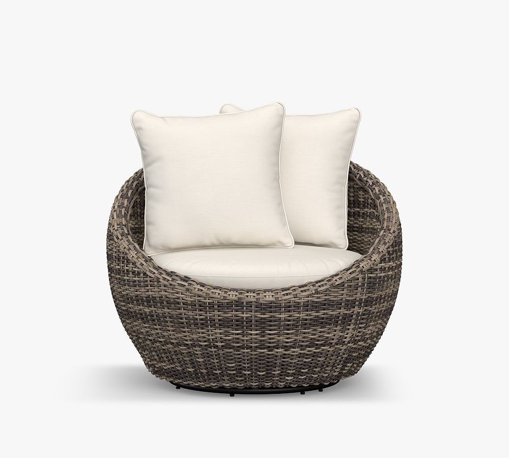 Huntington Papasan Swivel Chair + Nerissa Concrete Fire Pit Chat Set