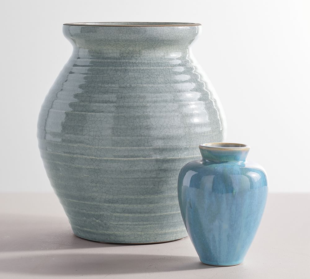 Rustic Earthenware Blue Vases Pottery Barn
