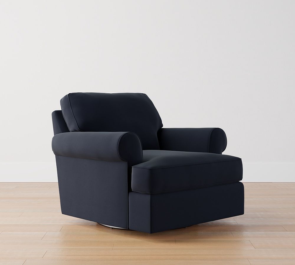 Townsend Roll Arm Upholstered Swivel Armchair