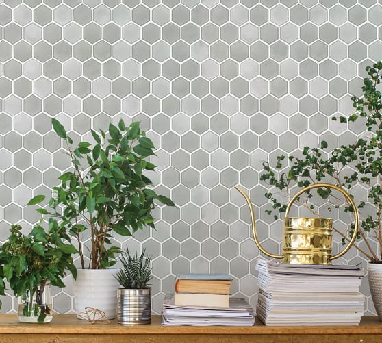Hexagon Tile Removable Wallpaper Pottery Barn