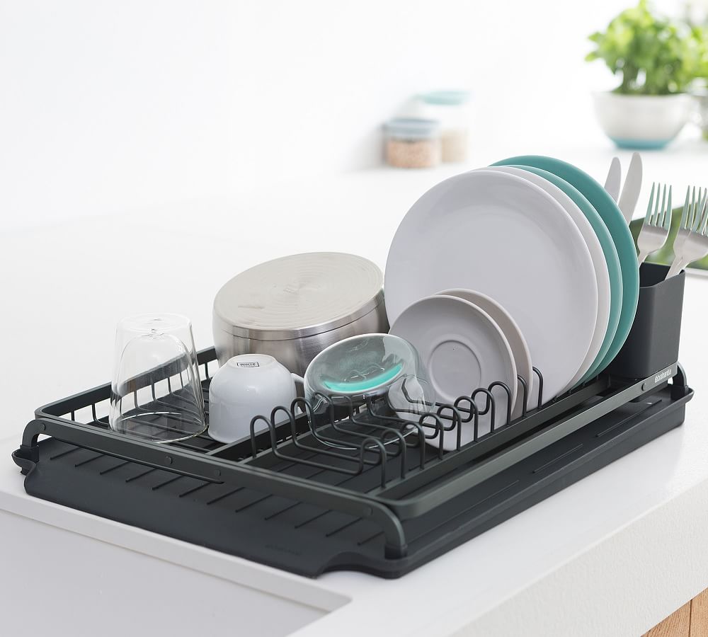 Compact Dish Rack for Kitchen Counter with Silicone Dish Drying