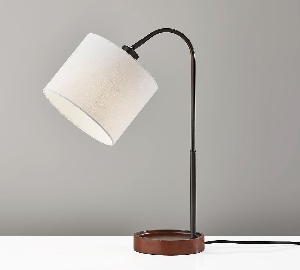 Edward Wooden Table Lamp with USB Port