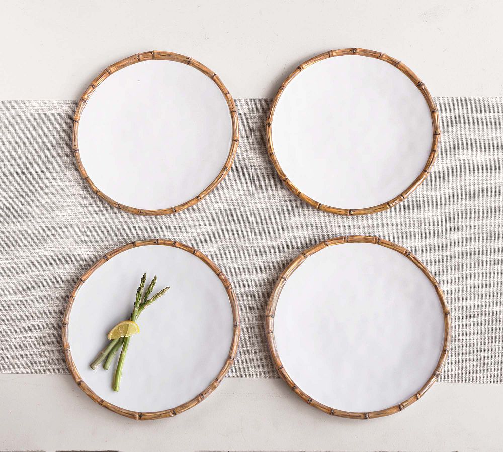 Bamboo Outdoor Melamine Dinner Plates - Set of 4