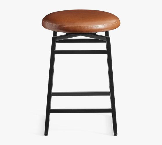 Hardy Leather Backless Swivel Counter Stool Pottery Barn
